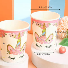 Unicorn Paper Cups Disposable Paper Cups Flower Unicorn Cups
