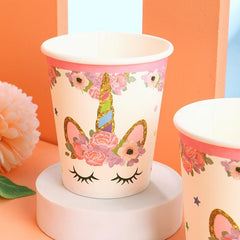 Unicorn Paper Cups Disposable Paper Cups Flower Unicorn Cups