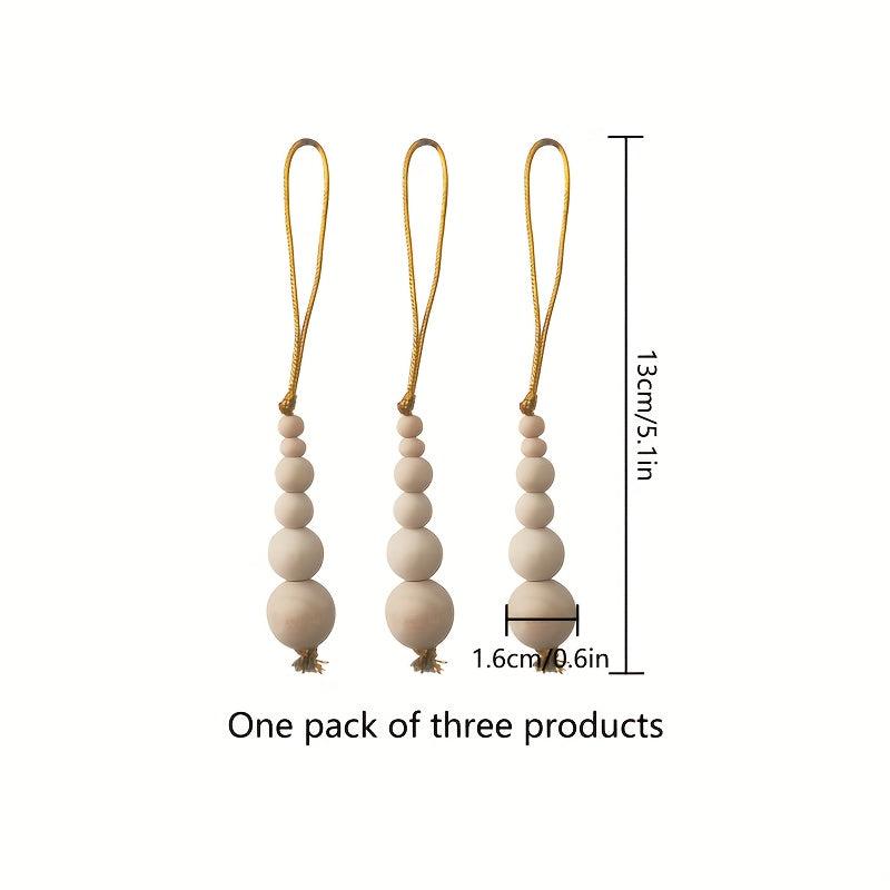 3pcs Christmas Tree Pendant Wooden Beads String Ornaments Christmas Decorations