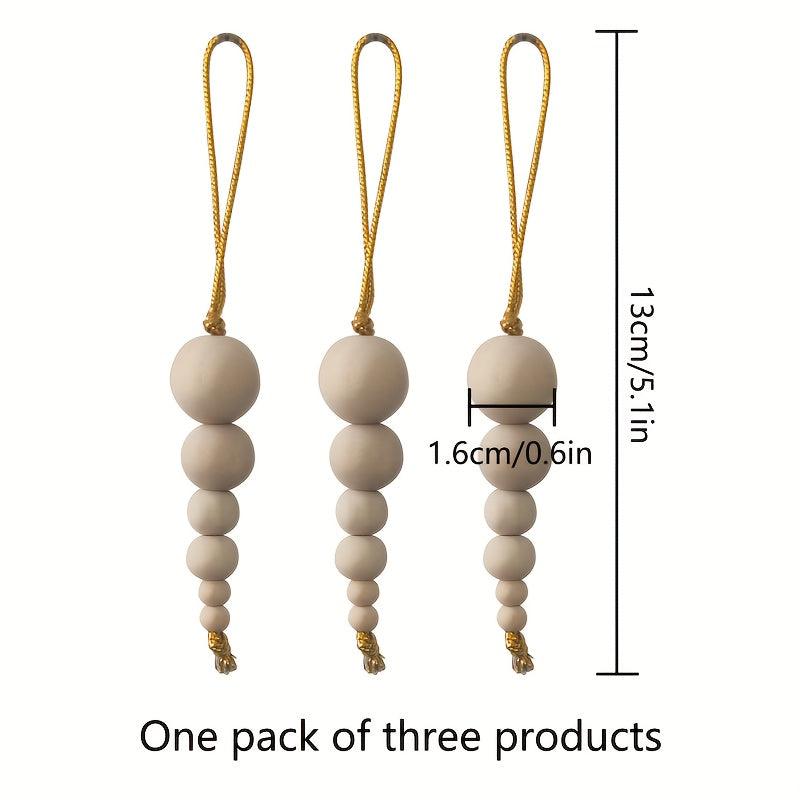 3pcs Christmas Tree Pendant Wooden Beads String Ornaments Christmas Decorations