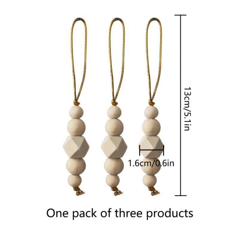 3pcs Christmas Tree Pendant Wooden Beads String Ornaments Christmas Decorations