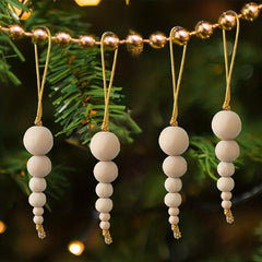 3pcs Christmas Tree Pendant Wooden Beads String Ornaments Christmas Decorations