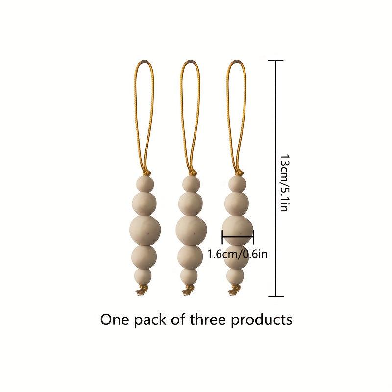 3pcs Christmas Tree Pendant Wooden Beads String Ornaments Christmas Decorations