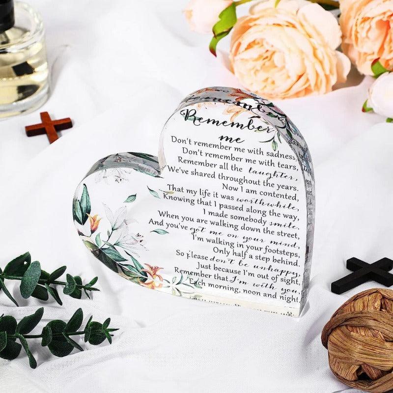 Acrylic Heart Shaped Ornament - Birthday, Christmas, Thank You, Memorial Gift