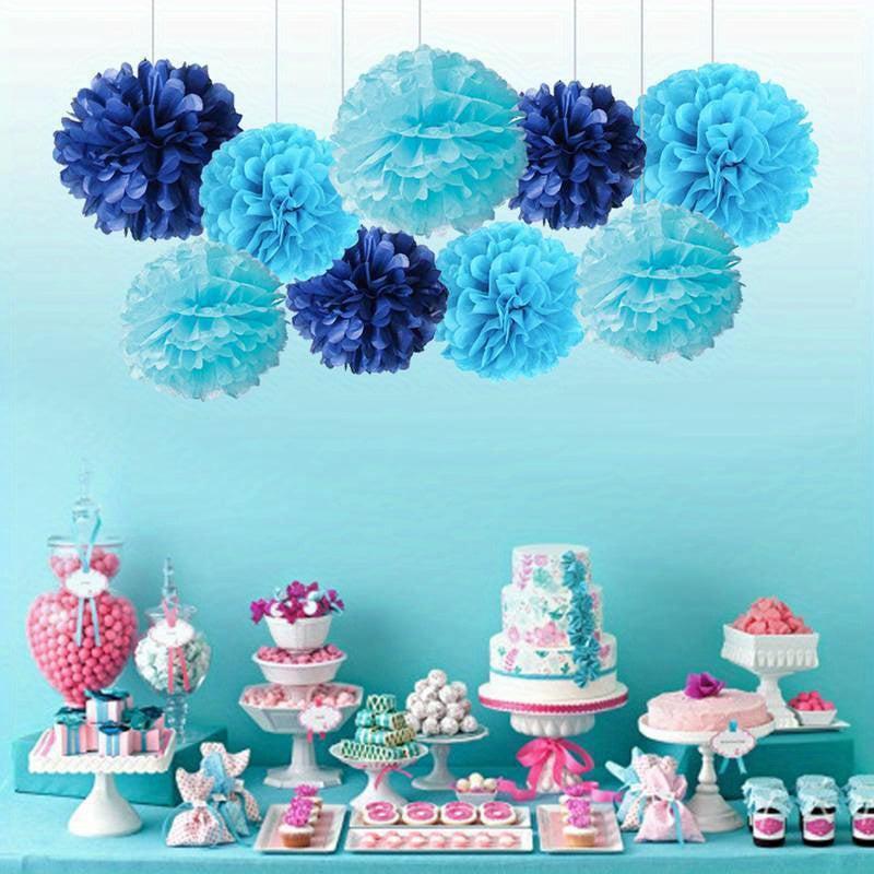 9pcs Paper Pom Poms Flowers Wedding Bridal Shower Baby Shower Sweet Birthday Eng