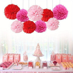 9pcs Paper Pom Poms Flowers Wedding Bridal Shower Baby Shower Sweet Birthday Eng