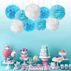 9pcs Paper Pom Poms Flowers Wedding Bridal Shower Baby Shower Sweet Birthday Eng
