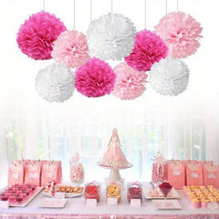 9pcs Paper Pom Poms Flowers Wedding Bridal Shower Baby Shower Sweet Birthday Eng