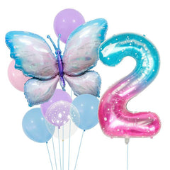 Colorful Gradient Pink Butterfly Balloon for Girl Fairy Pink Butterfly Birthday