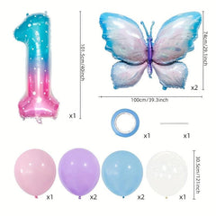 Colorful Gradient Pink Butterfly Balloon for Girl Fairy Pink Butterfly Birthday