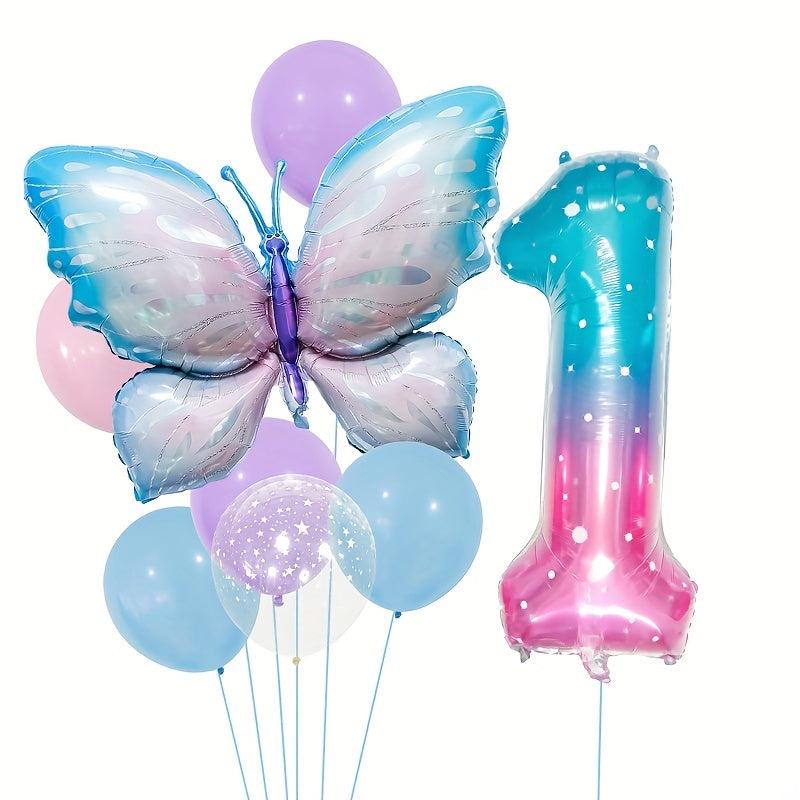 Colorful Gradient Pink Butterfly Balloon for Girl Fairy Pink Butterfly Birthday