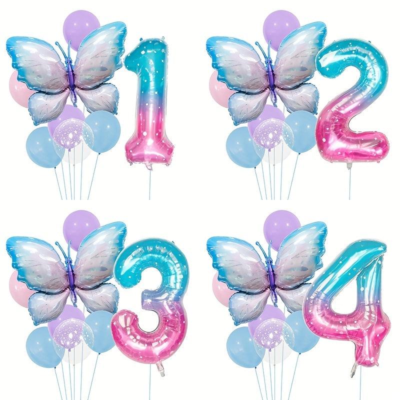 Colorful Gradient Pink Butterfly Balloon for Girl Fairy Pink Butterfly Birthday