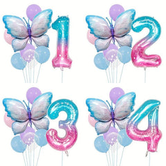 Colorful Gradient Pink Butterfly Balloon for Girl Fairy Pink Butterfly Birthday
