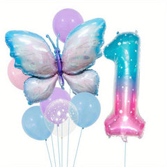 Colorful Gradient Pink Butterfly Balloon for Girl Fairy Pink Butterfly Birthday