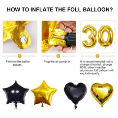 30th Birthday Balloon Kit Golden Balloons Confetti 30 Happy Birthday Pom Poms