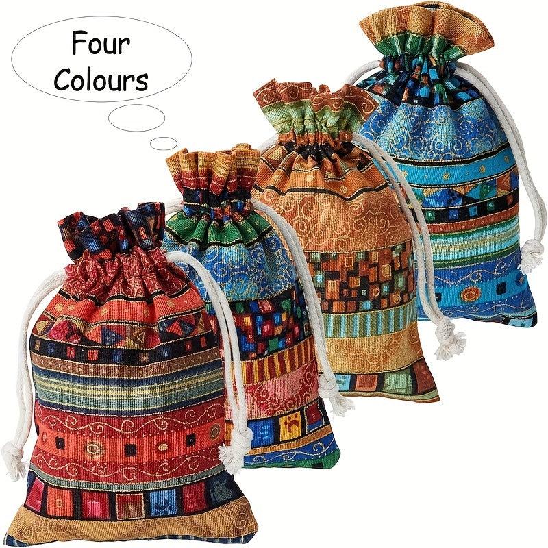 12pcs Linen Burlap Bag 3.9x5.5in Gift Bags With Drawstring Reusable Candy Bags