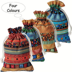 12pcs Linen Burlap Bag 3.9x5.5in Gift Bags With Drawstring Reusable Candy Bags