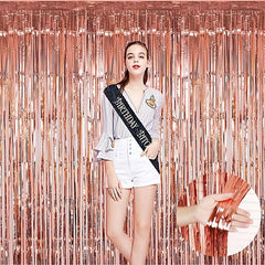 Rose Golden Fringe Curtain Bachelorette Party Decorations