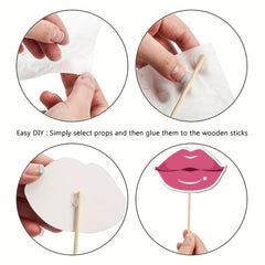 32pcs Rose Golden Bridal Photo Props Engagement Party Decor Supplies