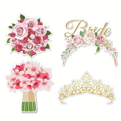 32pcs Rose Golden Bridal Photo Props Engagement Party Decor Supplies