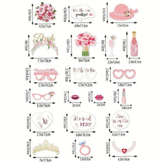 32pcs Rose Golden Bridal Photo Props Engagement Party Decor Supplies
