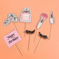 7pcs Lipstick, Blush & Eyelash Brush Set for Cake Decoration