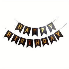 Bronzing Fishtail Happy Birthday Pull Flag Decoration