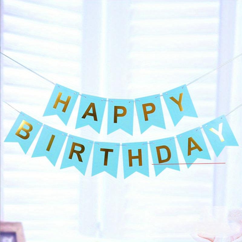 Bronzing Fishtail Happy Birthday Pull Flag Decoration