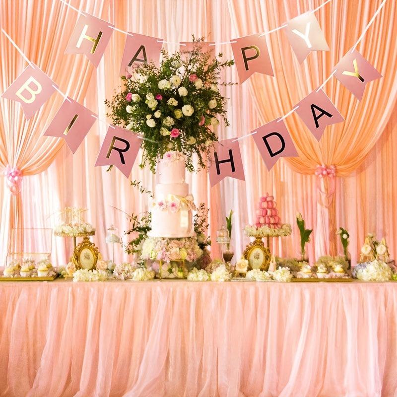 Bronzing Fishtail Happy Birthday Pull Flag Decoration
