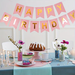 Bronzing Fishtail Happy Birthday Pull Flag Decoration
