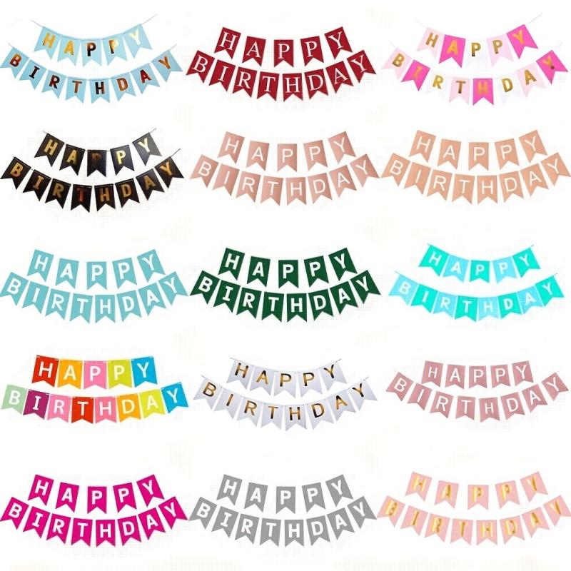 Bronzing Fishtail Happy Birthday Pull Flag Decoration