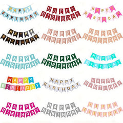 Bronzing Fishtail Happy Birthday Pull Flag Decoration