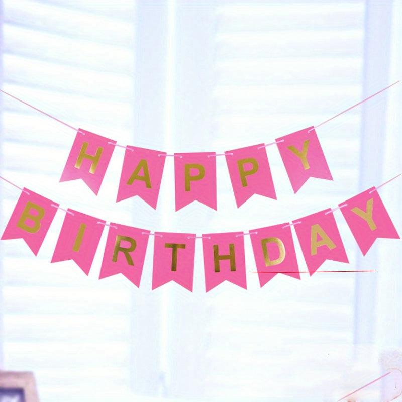 Bronzing Fishtail Happy Birthday Pull Flag Decoration