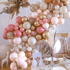 Pink Sand Brown Balloon Garland Kit Giraffe Print Balloon