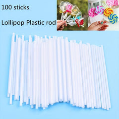 100-Pack Plastic Tube Lollipop Sticks for Candy Cake DIY Party