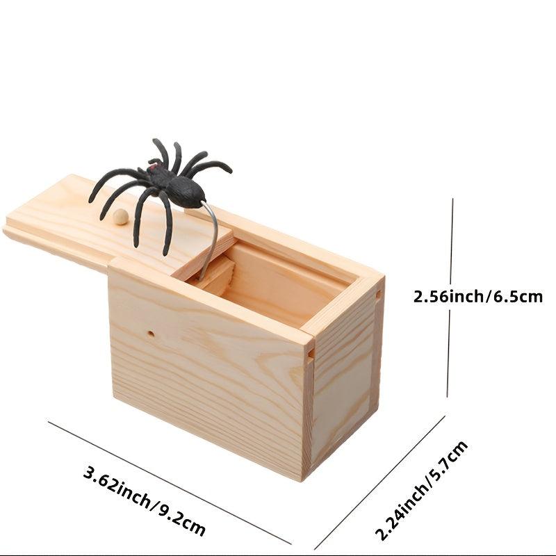 Halloween Prank Trick Toy Wooden Box Scary Spider Box
