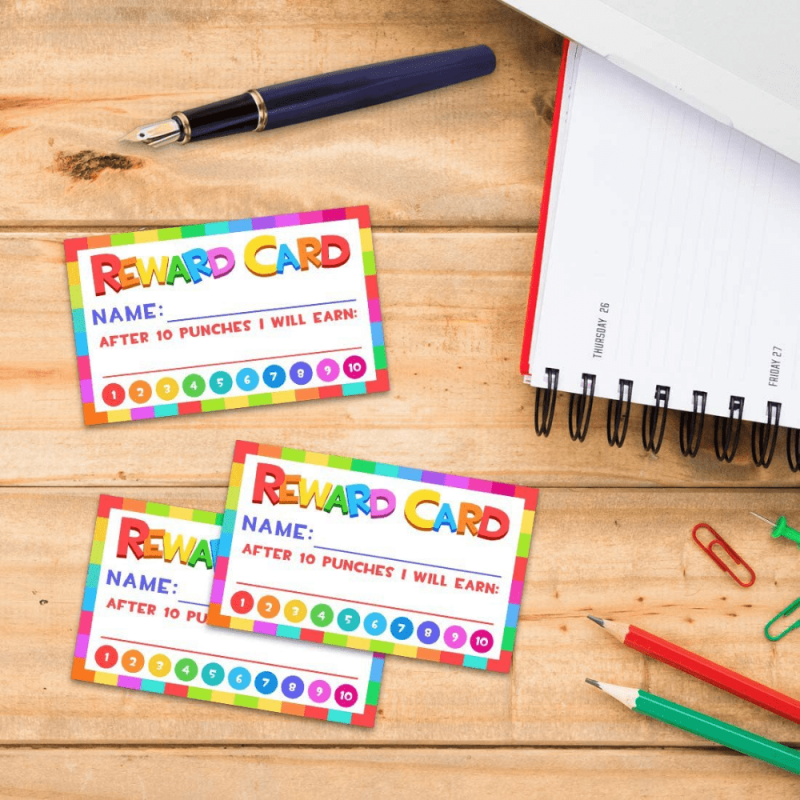 100pcs Punch Cards With Hole Punch - Behavior Incentive Reward Cards