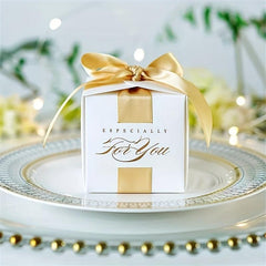 50pcs Wedding Favors Souvenirs Candy Boxes with Ribbon for Events