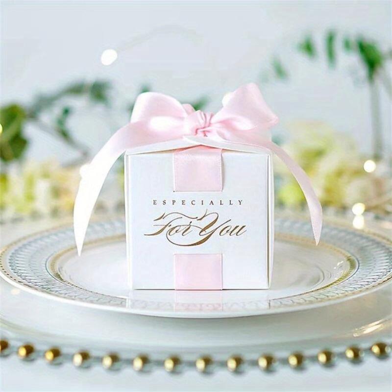 50pcs Wedding Favors Souvenirs Candy Boxes with Ribbon for Events