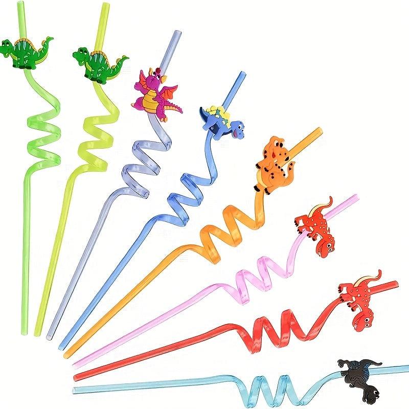 24pcs Reusable Dinosaur Straws Safari Jungle Birthday Parties