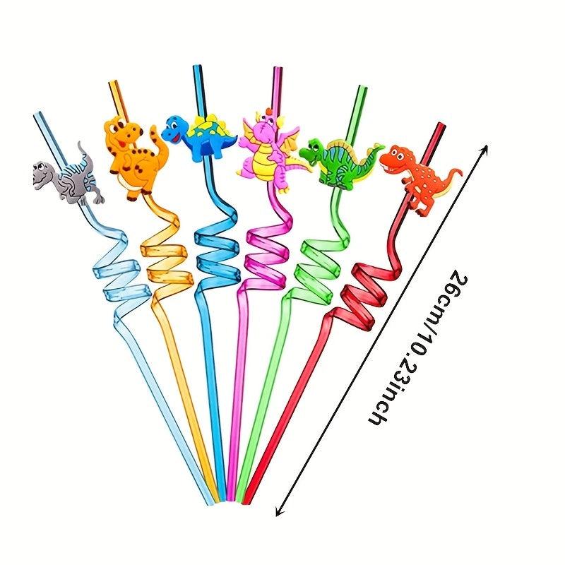 24pcs Reusable Dinosaur Straws Safari Jungle Birthday Parties