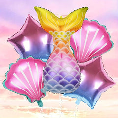 5pcs Mermaid Tail & Shell Shaped Balloons for Parties