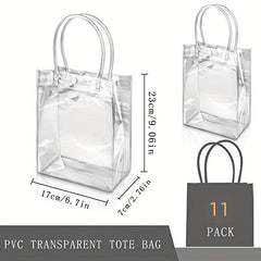 11pcs Reusable Transparent Tote Gift Bags for Halloween Christmas Daily Use
