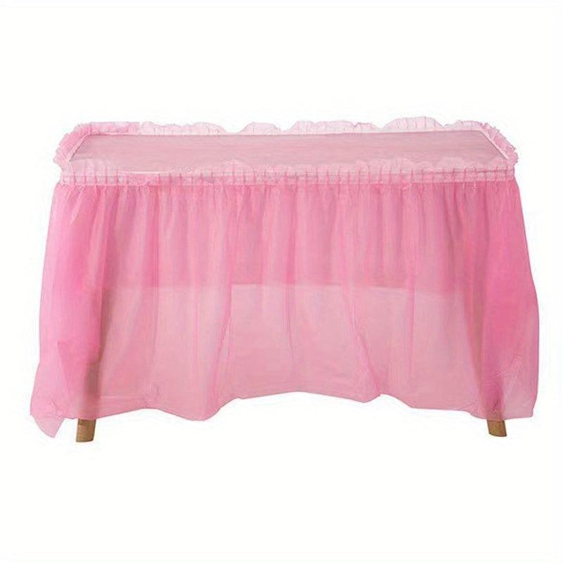 2pcs Disposable Table Skirt PEVA Tablecloth Waterproof Oilproof Party Wedding