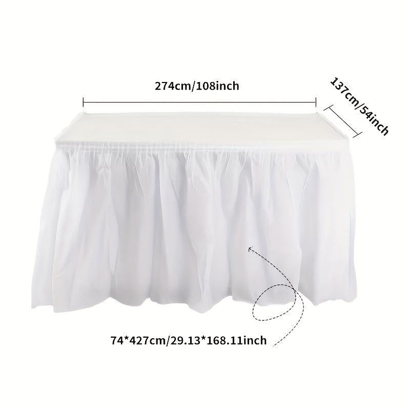 2pcs Disposable Table Skirt PEVA Tablecloth Waterproof Oilproof Party Wedding