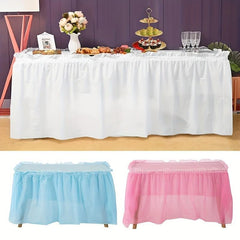 2pcs Disposable Table Skirt PEVA Tablecloth Waterproof Oilproof Party Wedding