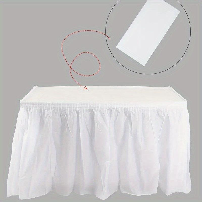 2pcs Disposable Table Skirt PEVA Tablecloth Waterproof Oilproof Party Wedding