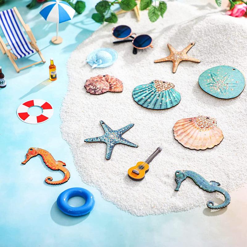 24pcs Ocean Seashells Seahorses Hanging Decor Sailing Marine Animals