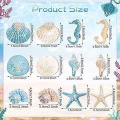 24pcs Ocean Seashells Seahorses Hanging Decor Sailing Marine Animals