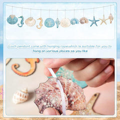 24pcs Ocean Seashells Seahorses Hanging Decor Sailing Marine Animals